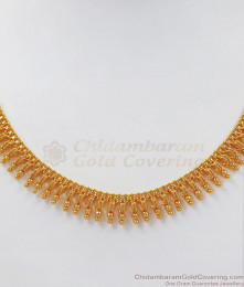 Gold Plated Necklace Net Pattern Mullaipoo Design Kerala Jewelry NCKN2535 Gold Plated Necklace Net Pattern Mullaipoo Design Kerala Jewelry NCKN2535