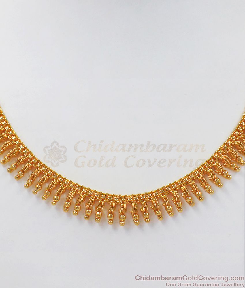 Gold Plated Necklace Net Pattern Mullaipoo Design Kerala Jewelry NCKN2535