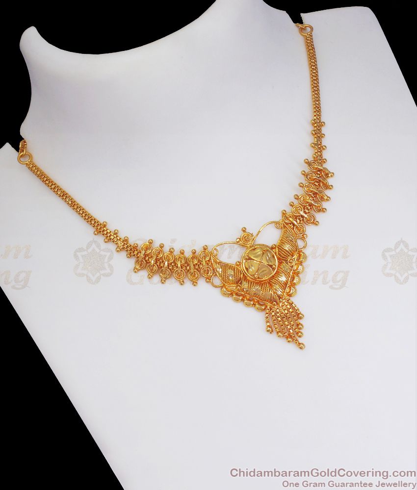 Kolkata Gold Tone Necklace Heart Shaped Hanging Beads NCKN2537