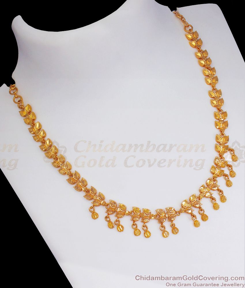 Simple Leaf Pattern Gold Plated Necklace Buy Online NCKN2539