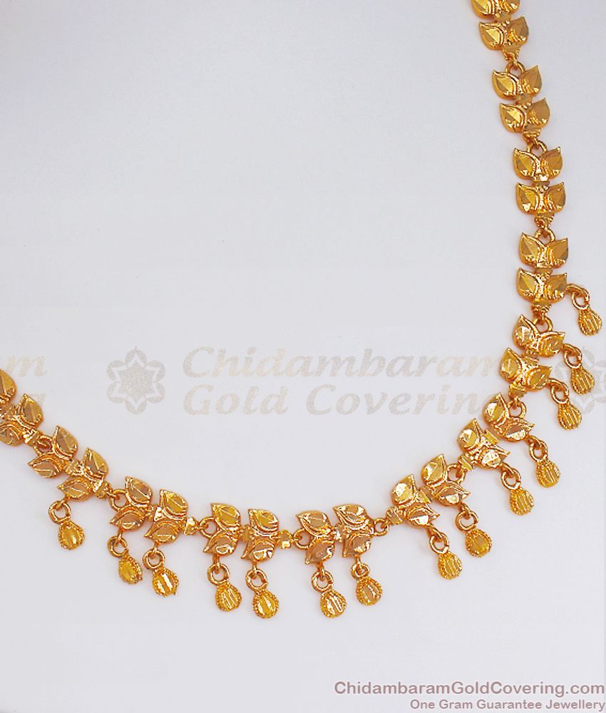 Simple Leaf Pattern Gold Plated Necklace Buy Online NCKN2539