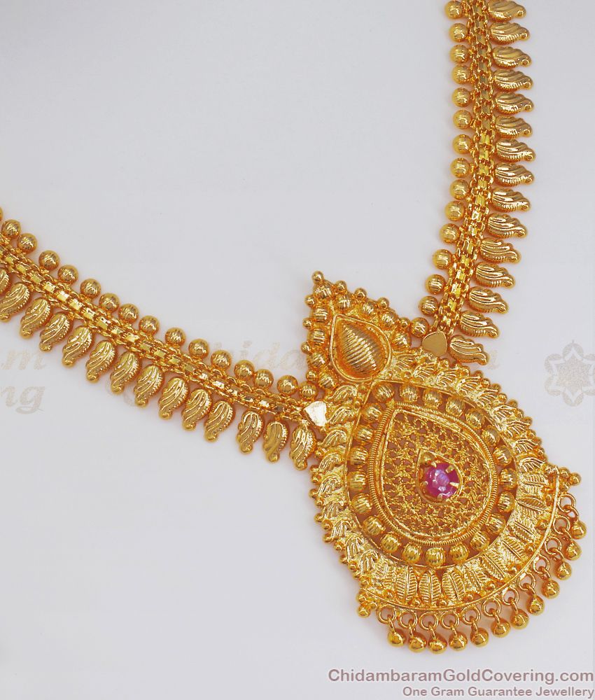 South Indian One Gram Gold Necklace Bridal Wear NCKN2542