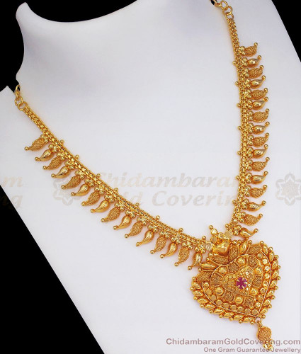 Gold Mango Necklace with Swirsl - Jewellery Designs