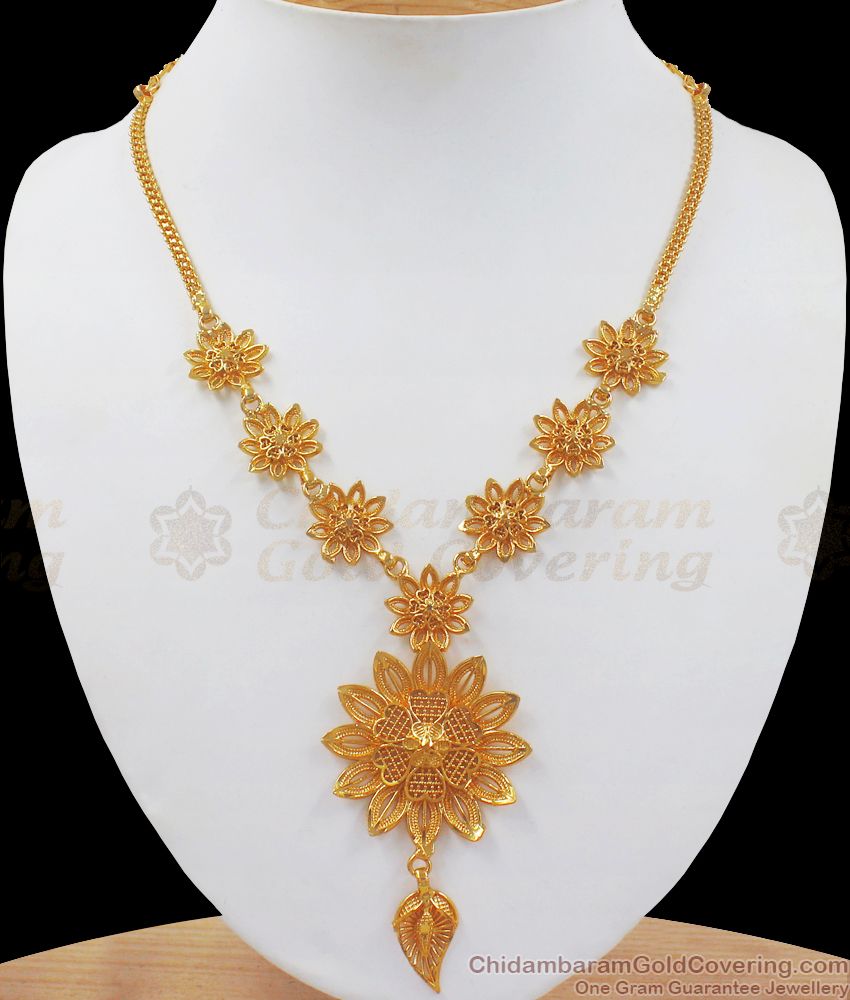 Arabic Design Necklace 1 Gram Gold Jewelry Flower Pattern NCKN2544