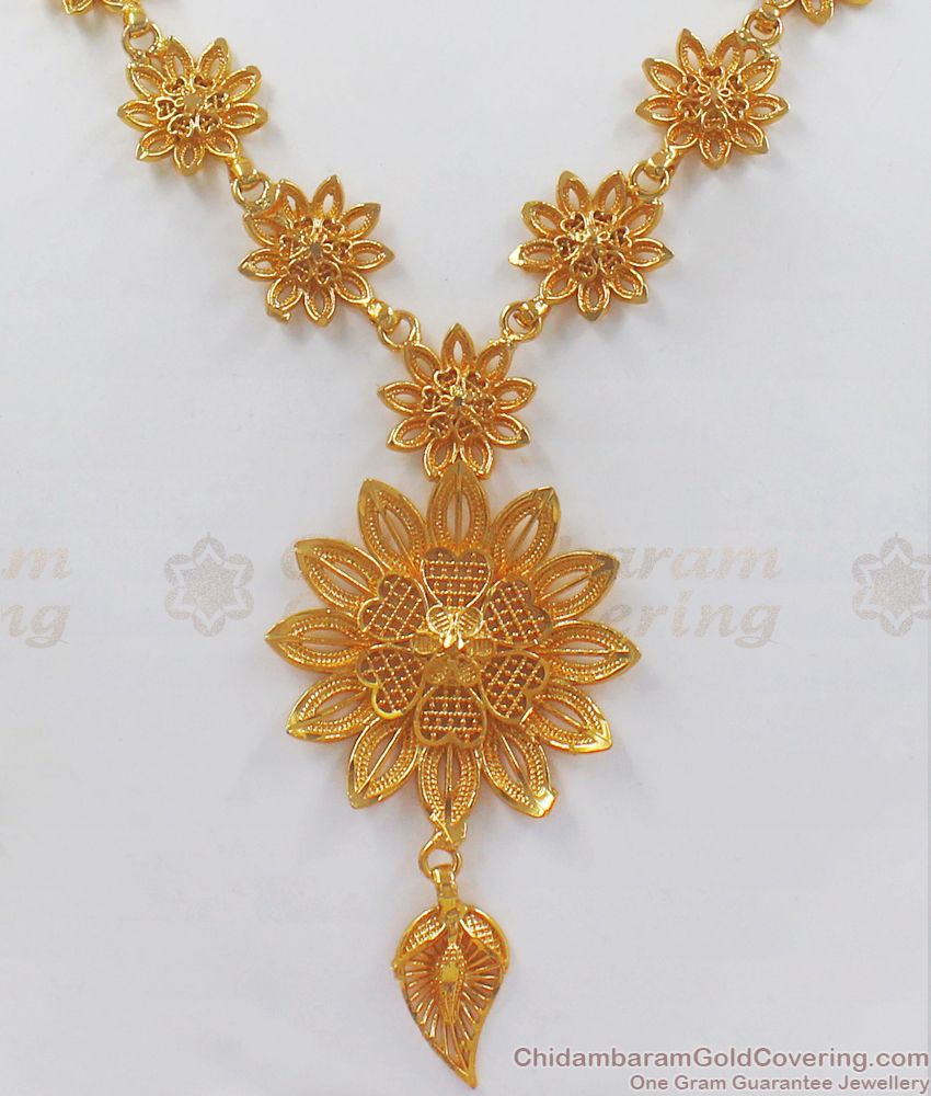 Arabic Design Necklace 1 Gram Gold Jewelry Flower Pattern NCKN2544