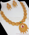 Arabic Design Gold Necklace Ruby Green Stone Earring Combo NCKN2548