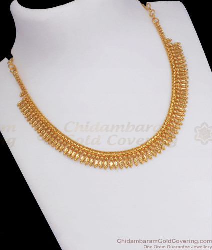 Light Weight Gold Necklace Mullaipoo Design Kerala Collections NCKN1095