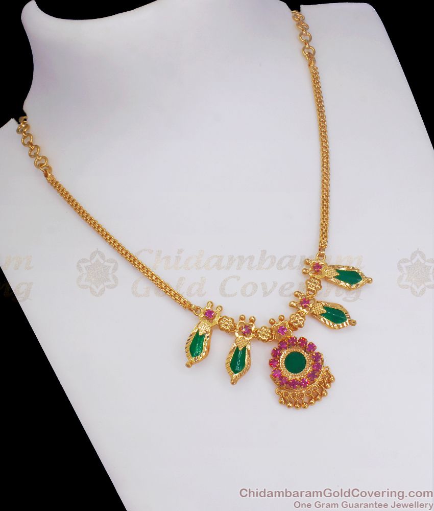 Real Gold Look Nagapada Palakka Necklace Design NCKN2554
