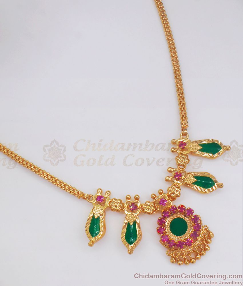 Real Gold Look Nagapada Palakka Necklace Design NCKN2554