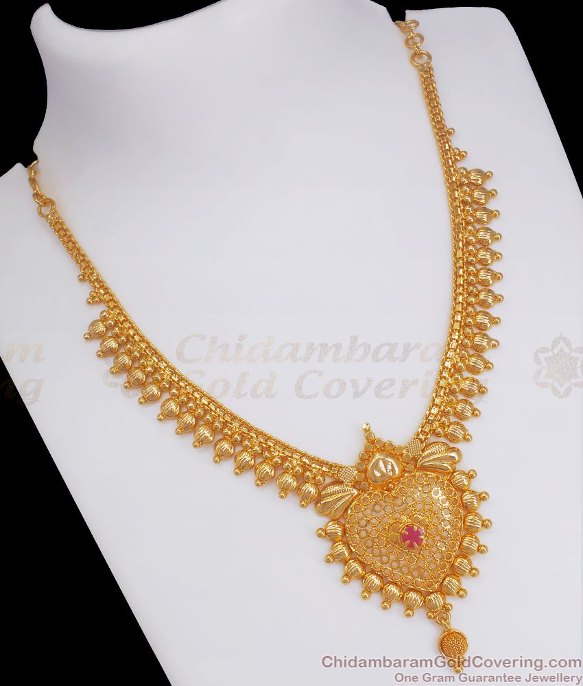 Buy Online Gold Imitation Necklace With Heart Design NCKN2558