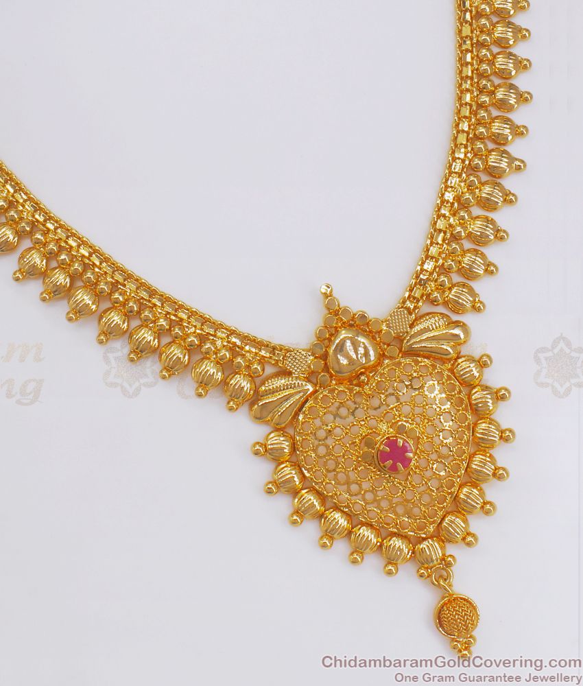 Buy Online Gold Imitation Necklace With Heart Design NCKN2558