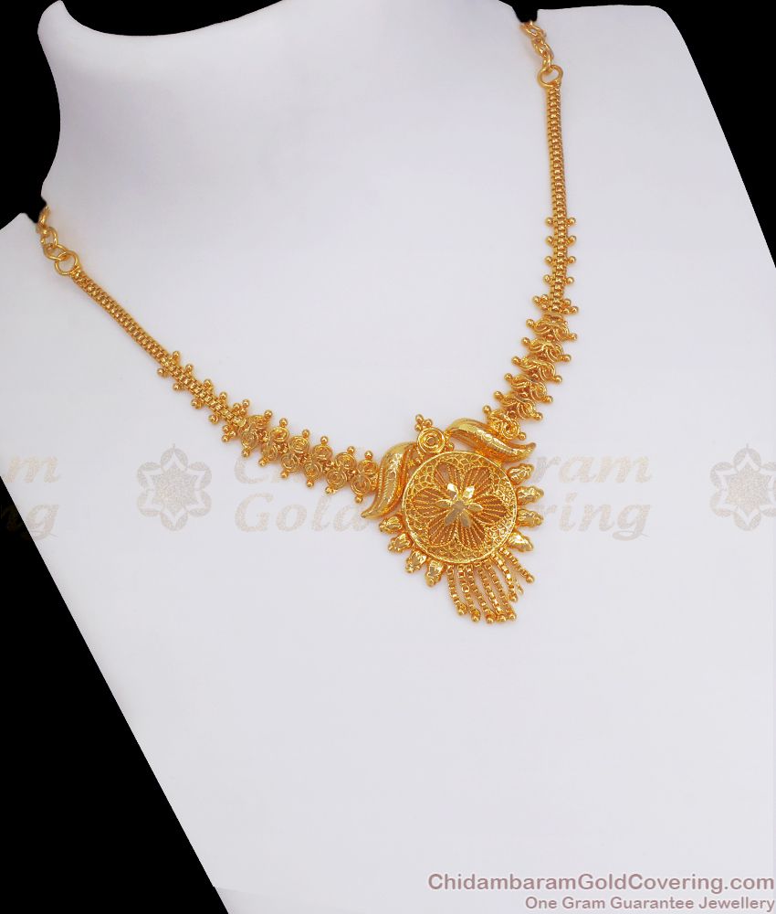 Kolkata Model Gold Necklace Floral Design NCKN2560