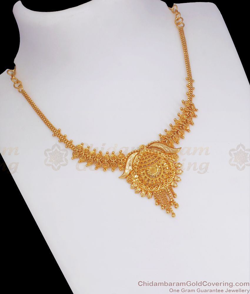 Simple Kolkata Design Gold Imitation Necklace Party Wear NCKN2563