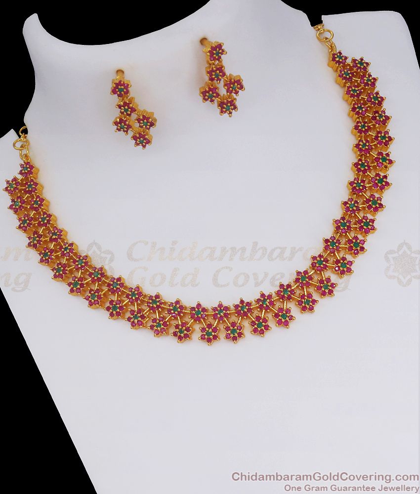 Attractive Gold Plated Necklace Earring With CZ Stone NCKN2565