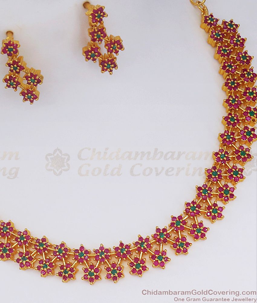 Attractive Gold Plated Necklace Earring With CZ Stone NCKN2565