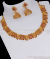 Trendy Ruby Stone Gold Necklace Earring Combo NCKN2569