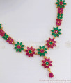 Ruby Emerald Gold Plated Bridal Necklace Set NCKN2573