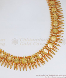 One Gram Gold Lakshmi Coin Necklace Mullaipoo Design NCKN2577