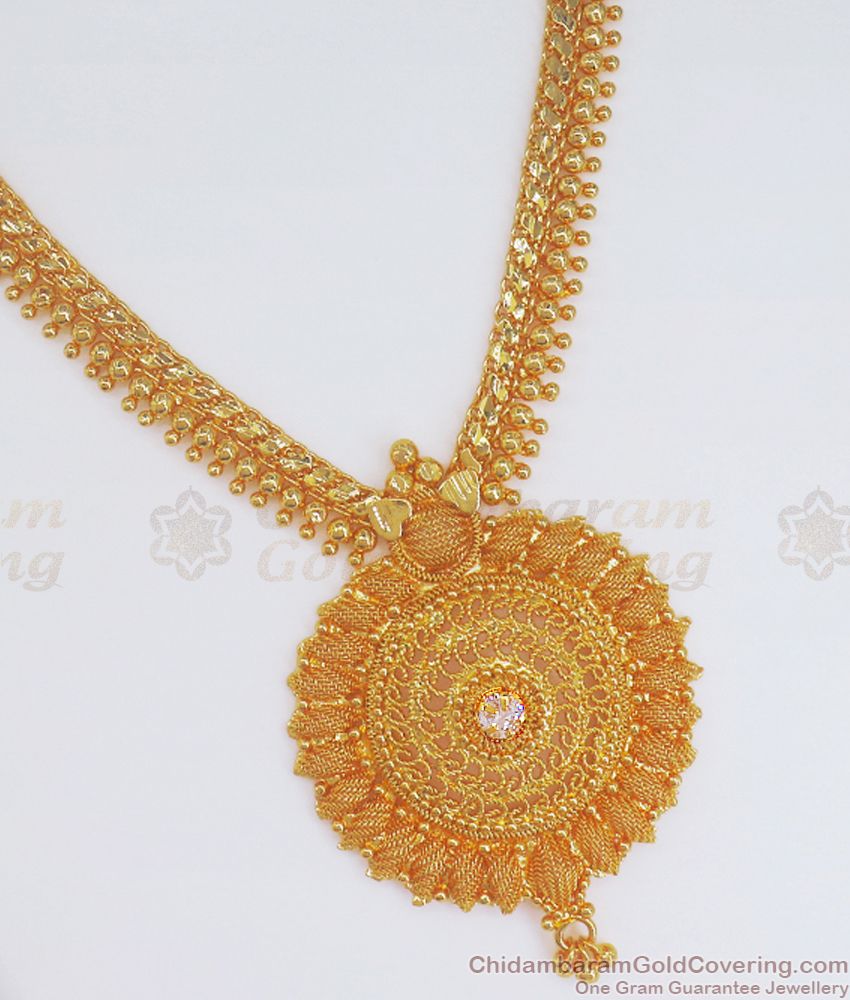 Net Pattern Gold Tone Necklace Design For Wedding NCKN2580
