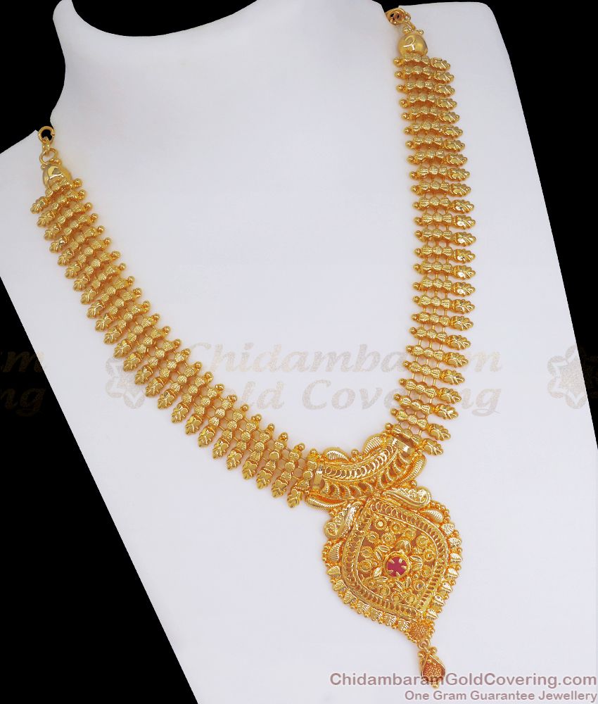 Grand Mullaipoo Design 1 Gram Gold Necklace Bridal Collection NCKN2581