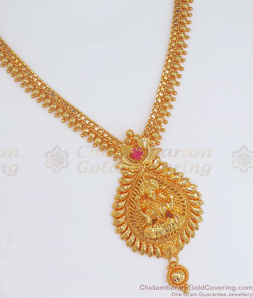 Lakshmi Design Gold Plated Necklace With Single Stone NCKN2583