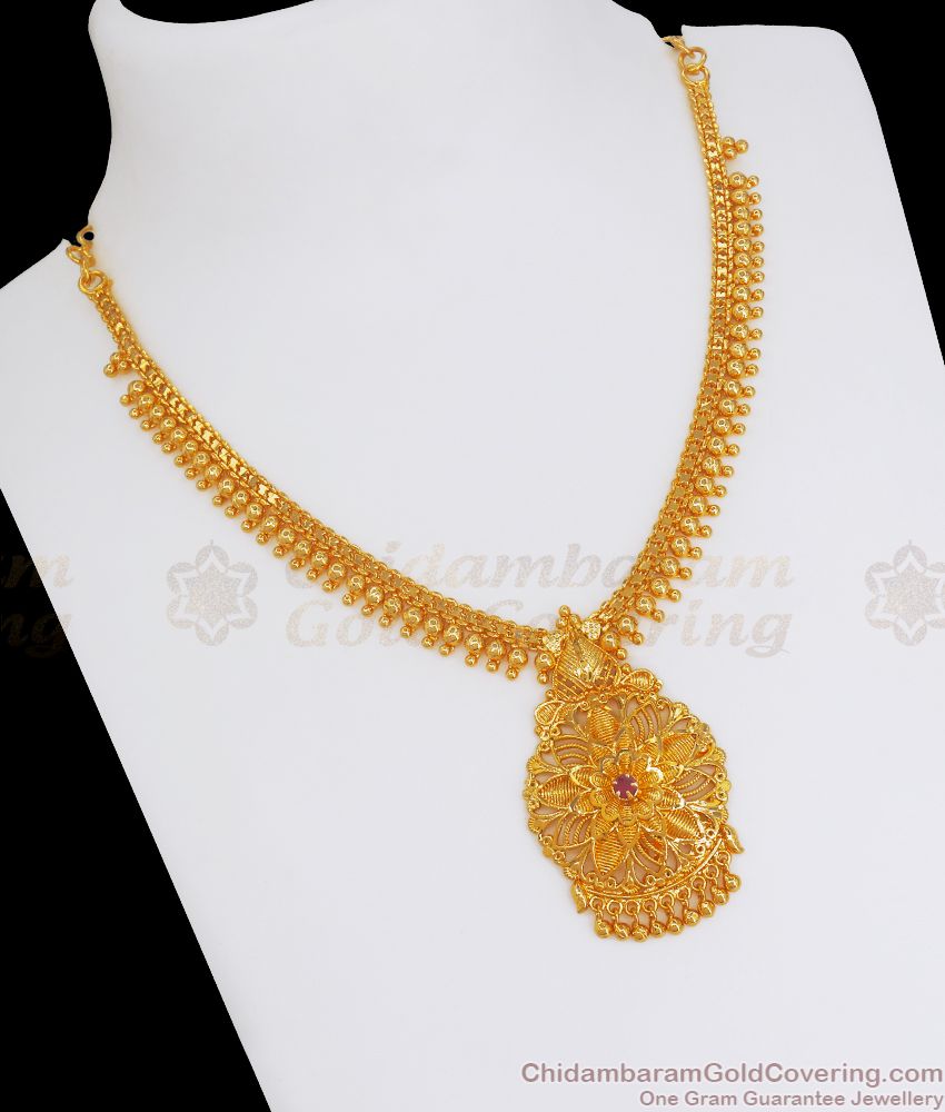 Latest Gold Plated Necklace Floral Design NCKN2587