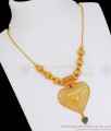 Party Wear Gold Necklace Heart Design Ruby Green Stone NCKN2595