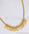 Lakshmi Coin Gold Imitation Necklace With White Stone NCKN2604