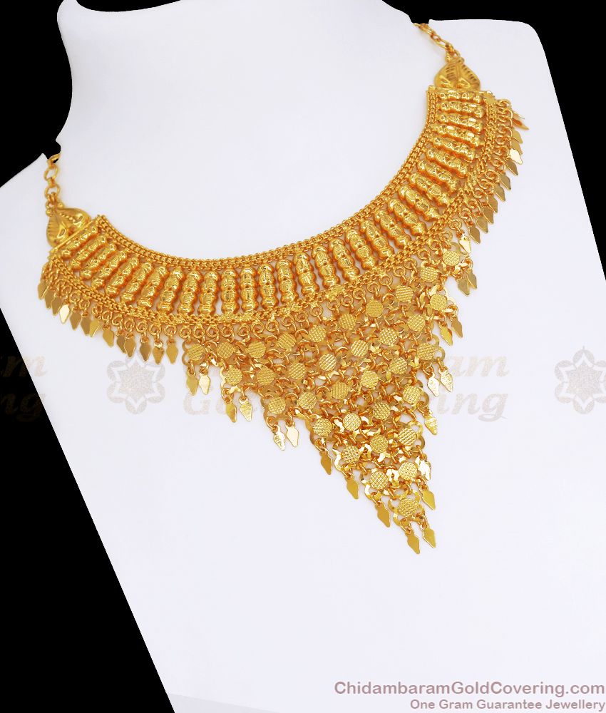 Gold Plated Elakathali Necklace Design For Bridal Wear NCKN2608