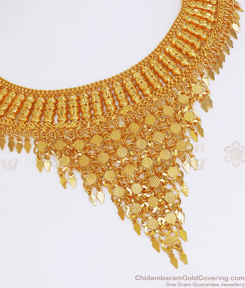 Gold Plated Elakathali Necklace Design For Bridal Wear NCKN2608