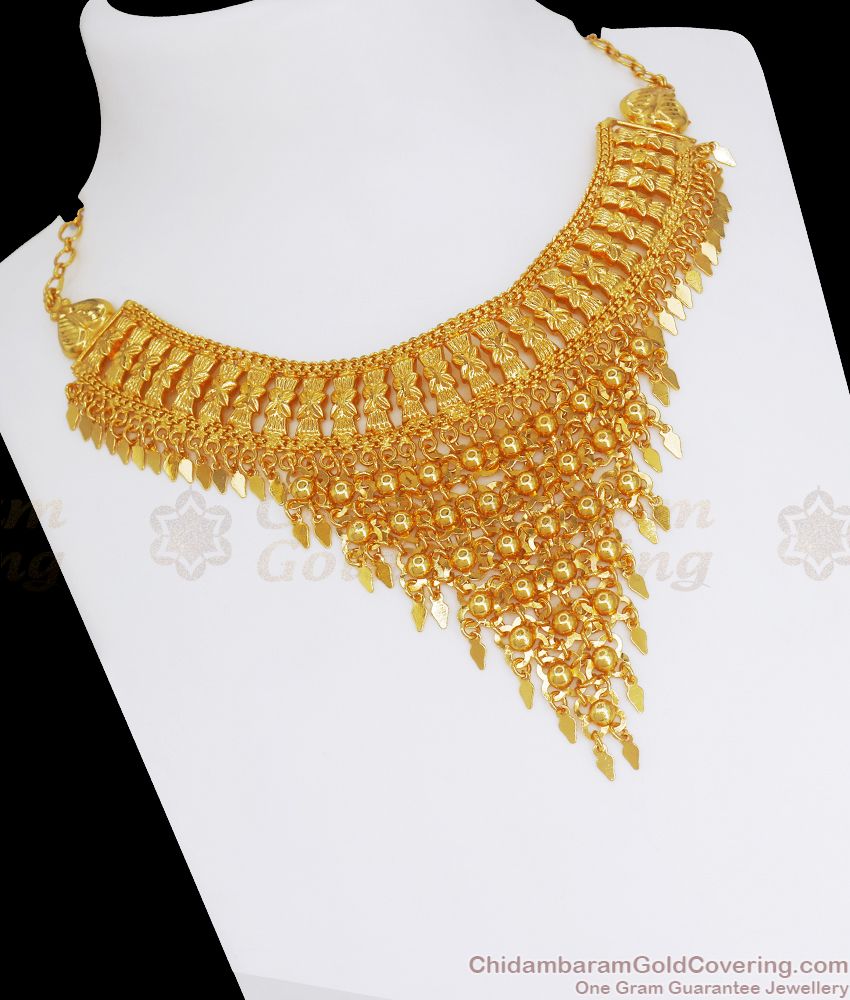 Bridal Gold Choker Necklace Elakkathali Design NCKN2609