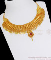 Kerala Elakkathali Gold Necklace With Red Palakka Stone NCKN2610