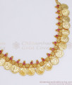 One Gram Gold Christian Coin Necklace With Ruby Stone NCKN2612