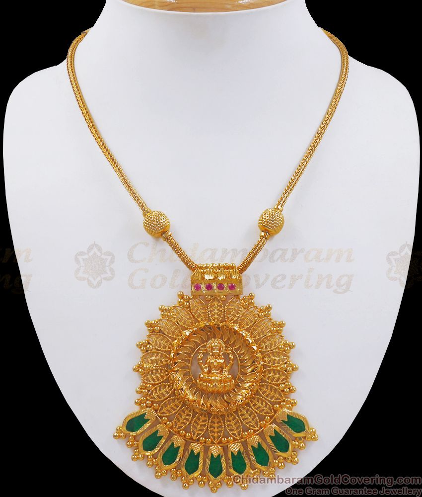 Beautiful Green Palakka Stone Gold Necklace Traditional Collection NCKN2614