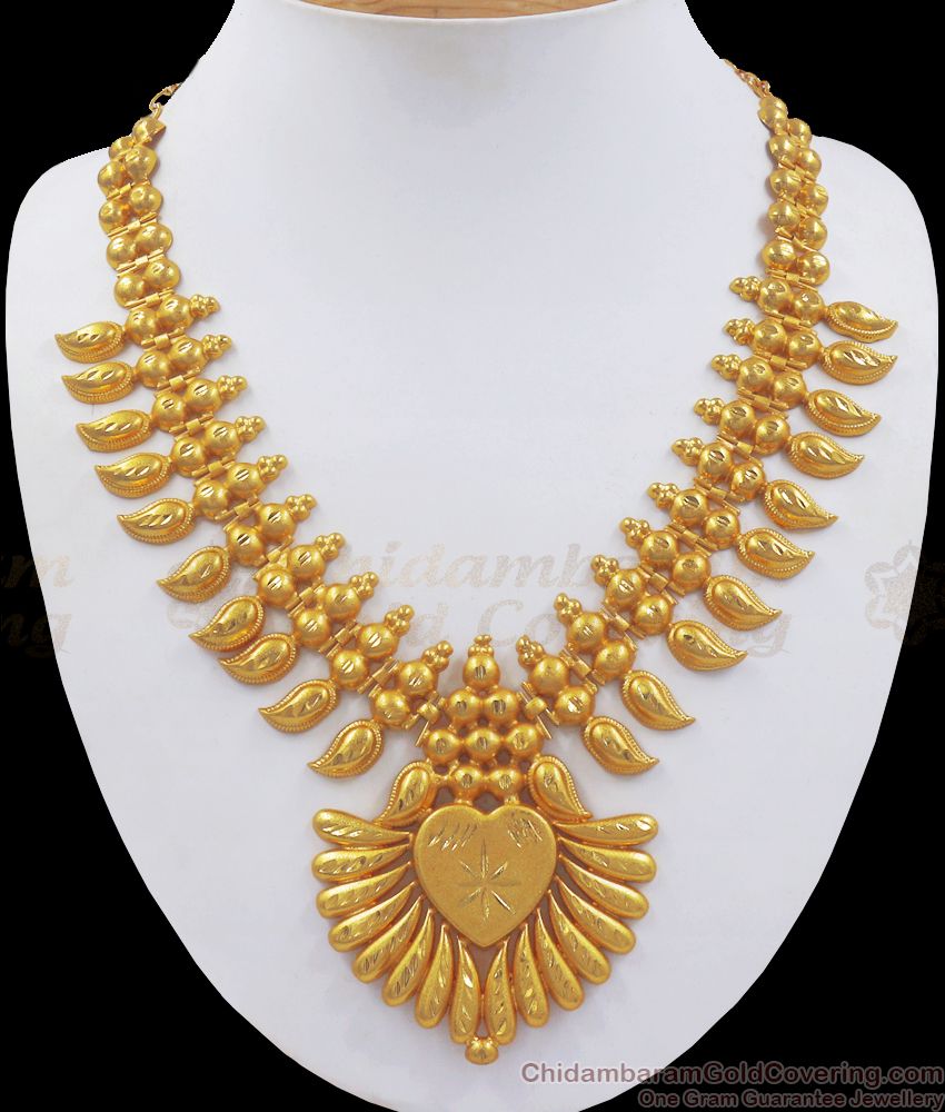 2 Gram Gold Necklace Kerala Pattern Bridal Wear NCKN2616