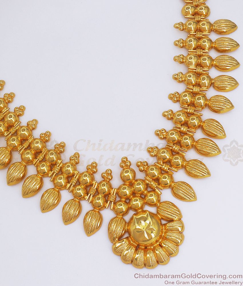 Kerala Bridal Gold Necklace Mullaipoo Design NCKN2626