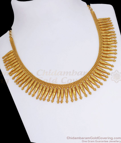 nckn2633 latest collections kerala model mullai gold necklace one gram gold jewellery 1