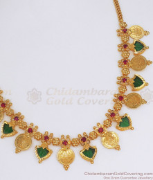 Lakshmi Kasu Mala Gold Necklace Palakka Stone NCKN2635 Lakshmi Kasu Mala Gold Necklace Palakka Stone NCKN2635