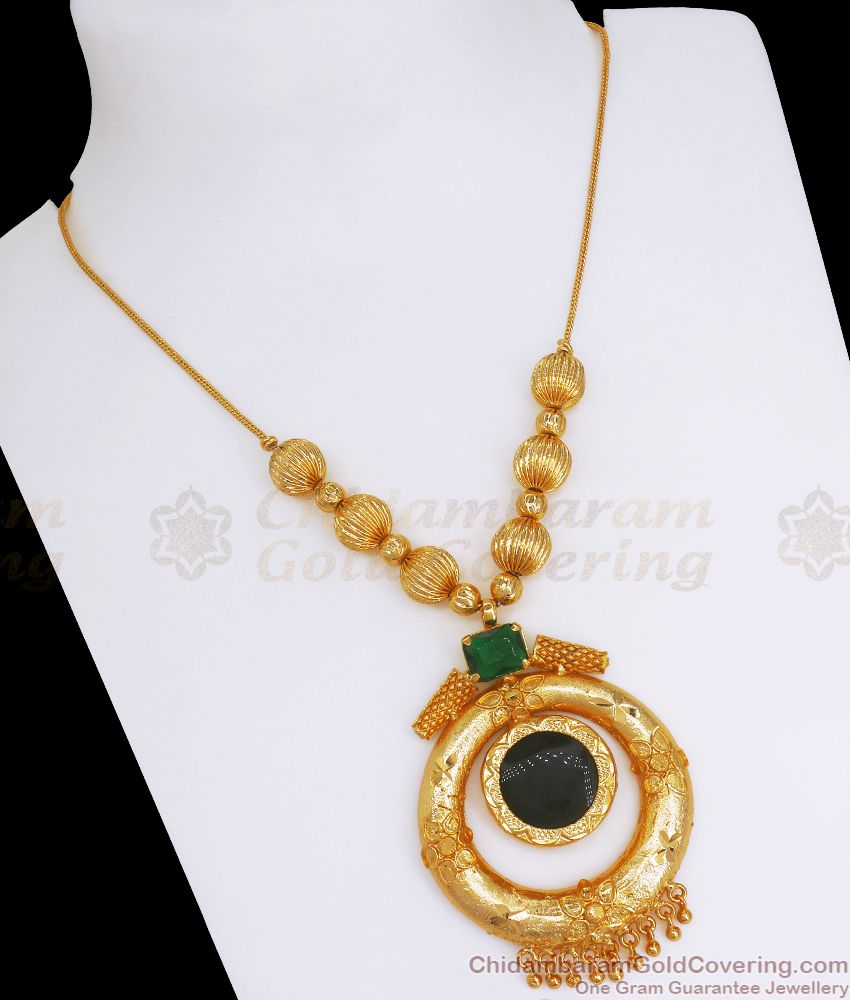 Stunning Green Palakka Stone Gold Necklace For Party Wear NCKN2643