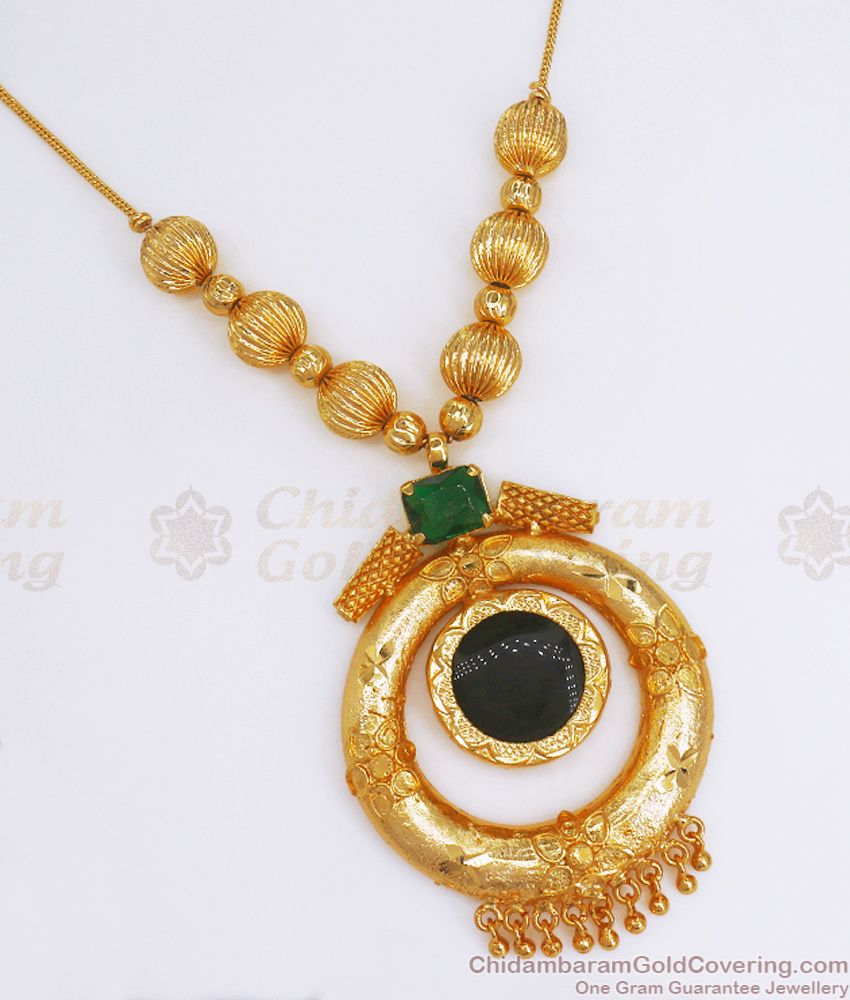 Stunning Green Palakka Stone Gold Necklace For Party Wear NCKN2643