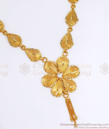 Trendy Light Weight Gold Plated Necklace Floral Design NCKN2645 Trendy Light Weight Gold Plated Necklace Floral Design NCKN2645