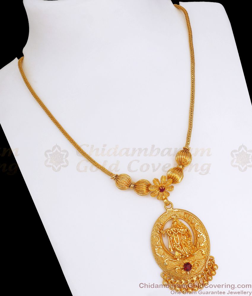 Radhai Krishna Design Gold Plated Necklace Shop Online NCKN2647