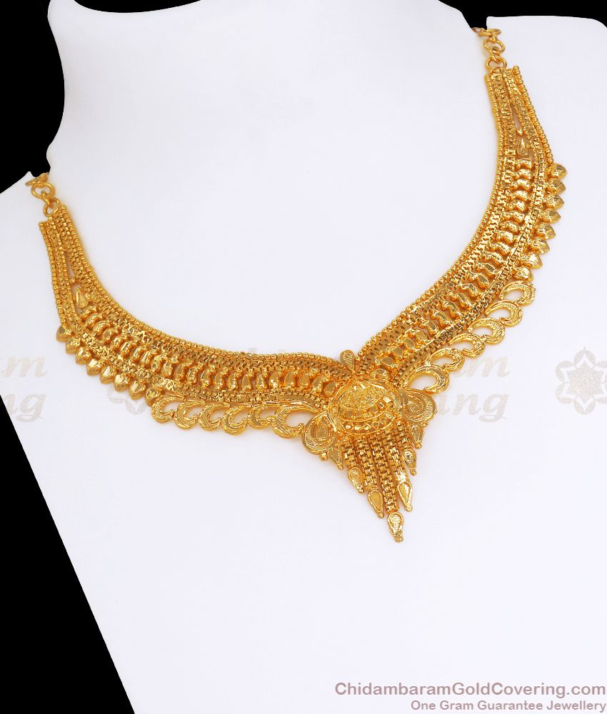 nckn2648 neck closure bridal full gold plated necklace online imitation jewellery 1