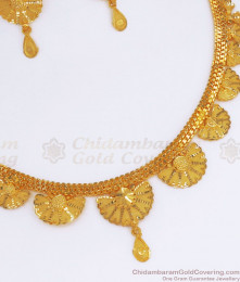 Two Gram Gold Necklace Floral Design Earring Combo NCKN2653 Two Gram Gold Necklace Floral Design Earring Combo NCKN2653