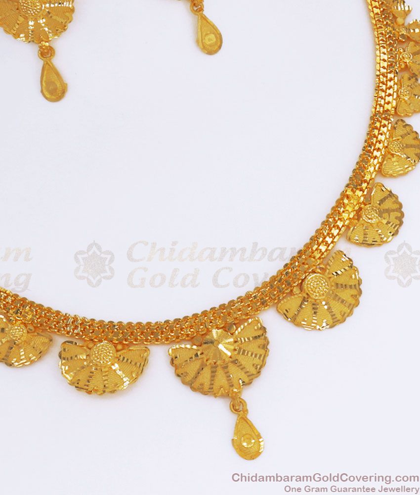 Two Gram Gold Necklace Floral Design Earring Combo NCKN2653