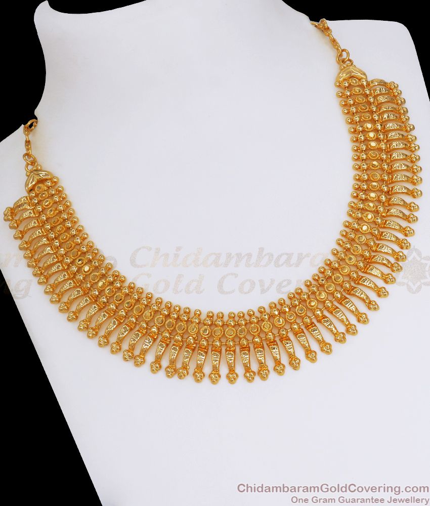 Pure 1 Gram Gold Necklace Bridal Close Neck Design NCKN2662
