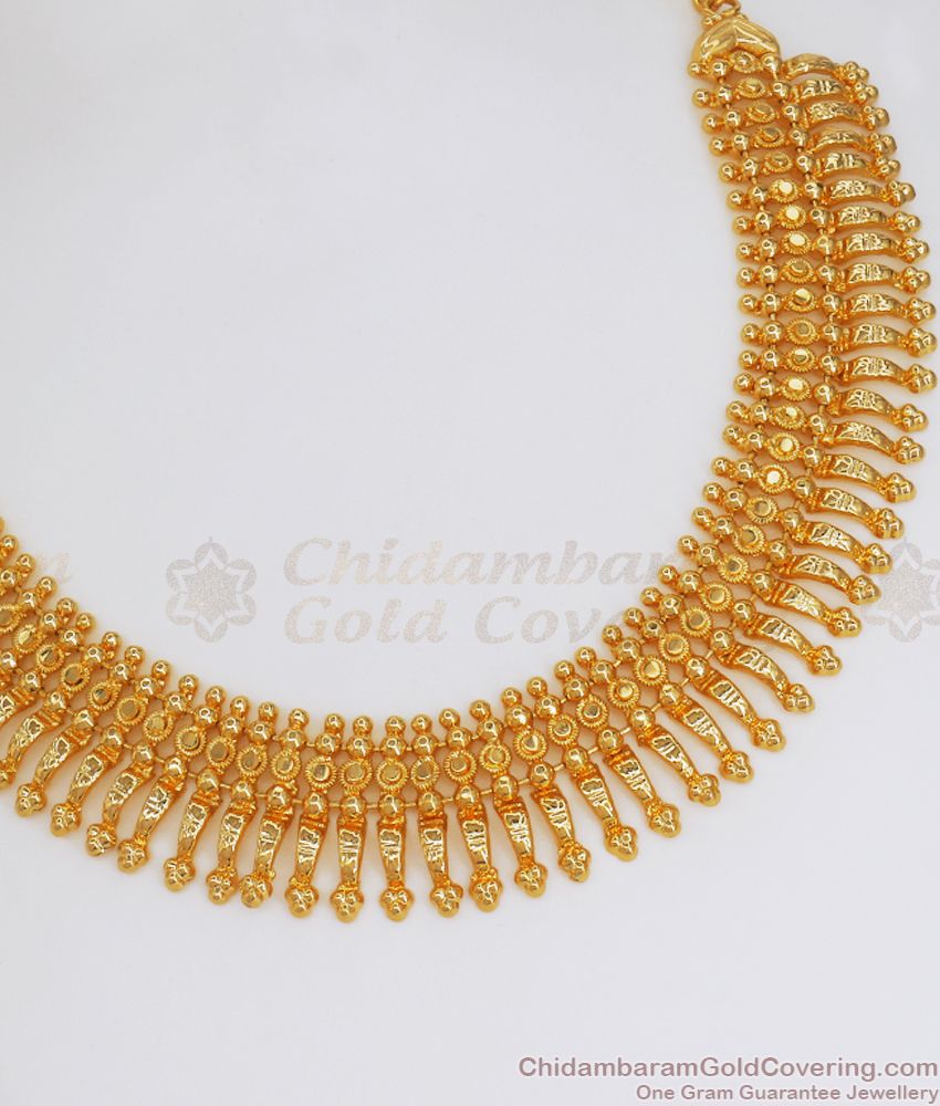 Pure 1 Gram Gold Necklace Bridal Close Neck Design NCKN2662