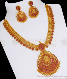 Glittering Ruby Stone Gold Plated Necklace Earring Combo NCKN2671 Glittering Ruby Stone Gold Plated Necklace Earring Combo NCKN2671
