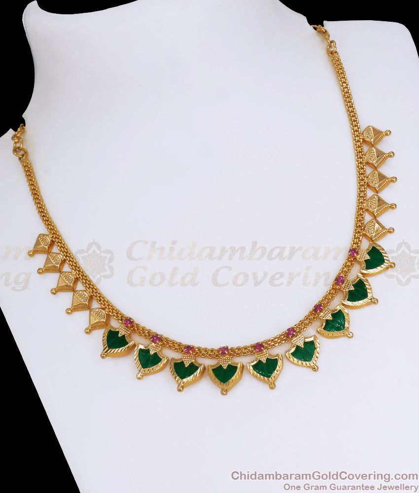 9 Petal Palakka Stone Gold Plated Necklace Shop Online NCKN2672