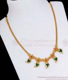 Stunning Green Palakka Gold Imitation Necklace Mango Design NCKN2673 Stunning Green Palakka Gold Imitation Necklace Mango Design NCKN2673